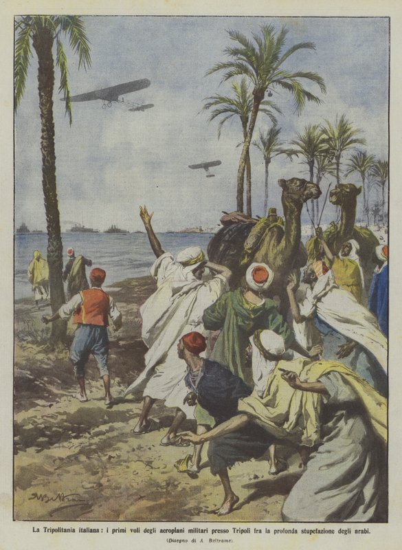 Den italienske Tripolitanien, de første flyvninger af militære fly nær Tripoli mellem den dybe ? af Achille Beltrame