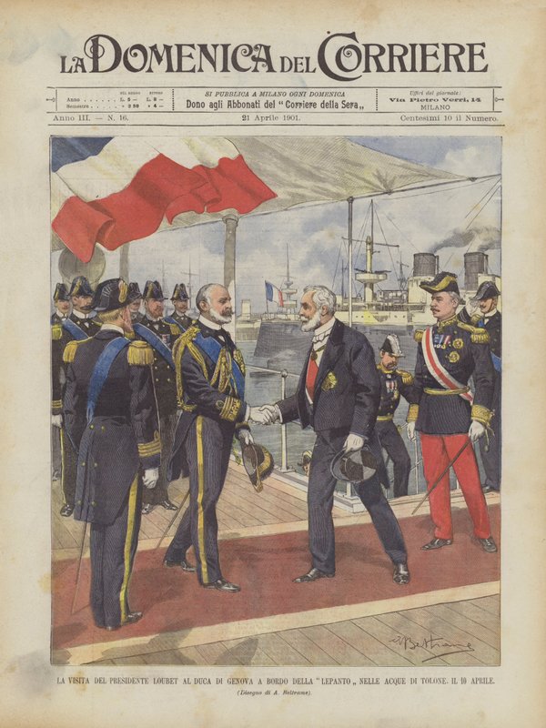 Præsident Loubets besøg hos hertugen af ​​Genova ombord på Lepanto i Toulons farvande den 10. april af Achille Beltrame