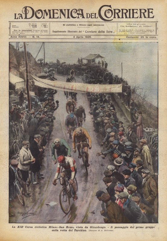 Det XIX. Milano-San Remo cykelløb, vundet af Girardengo af Achille Beltrame