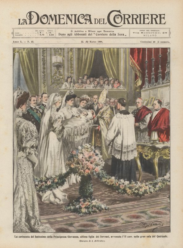 Dåbsceremonien for prinsesse Jeanne, suverænitetens sidste datter, som fandt sted den 11 ? af Achille Beltrame