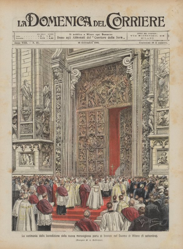 Velsignelsesceremonien for den smukke nye bronzedør i Milanos domkirke (8. september) af Achille Beltrame