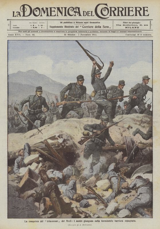 Erobringen af ​​Mrzli-graven ankommer vores mænd på den formidable stormede barriere af Achille Beltrame