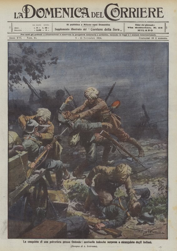 Erobringen af ​​en polyeriera nær Osfenda, tyske vagtposter overraskede og kvalt af indianerne af Achille Beltrame