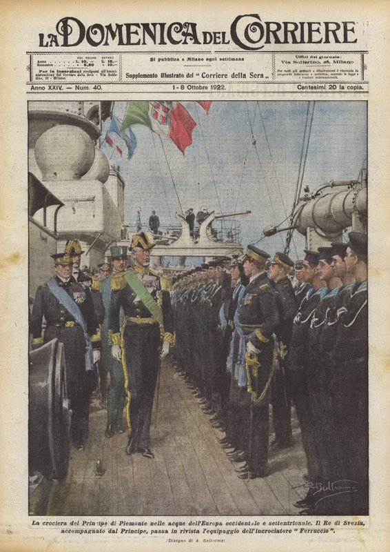 Sejlturen i Principe di Piemonte i farvandene i det vestlige og nordlige Europa af Achille Beltrame