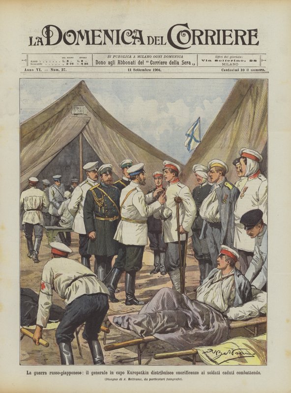 Den russisk-japanske krig, general-in-chief Kuropatkin uddeler hæder til soldater, der faldt i kamp af Achille Beltrame