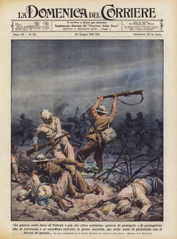 Krigen på linjerne ved Tobruk er for det meste natlig, en krig med patruljer og patruljer, der? af Achille Beltrame