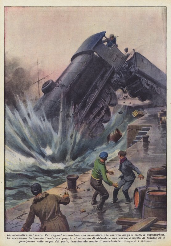 Lokomotivet i havet af Achille Beltrame