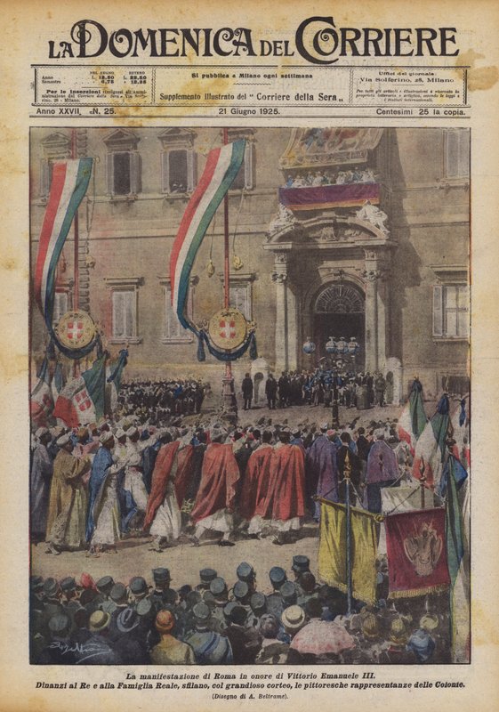 Demonstrationen i Rom til ære for Victor Emmanuel III af Achille Beltrame
