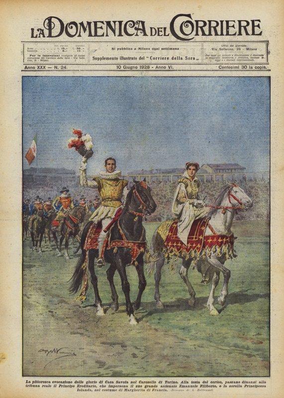 Den maleriske fremmaning af herlighederne fra House of Savoy i Torino-karrusellen af Achille Beltrame