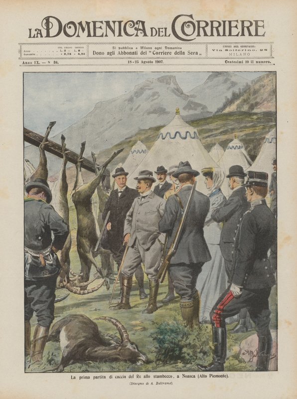 Kongens første jagt på stenbuk i Noasca (Alto Piemonte) af Achille Beltrame