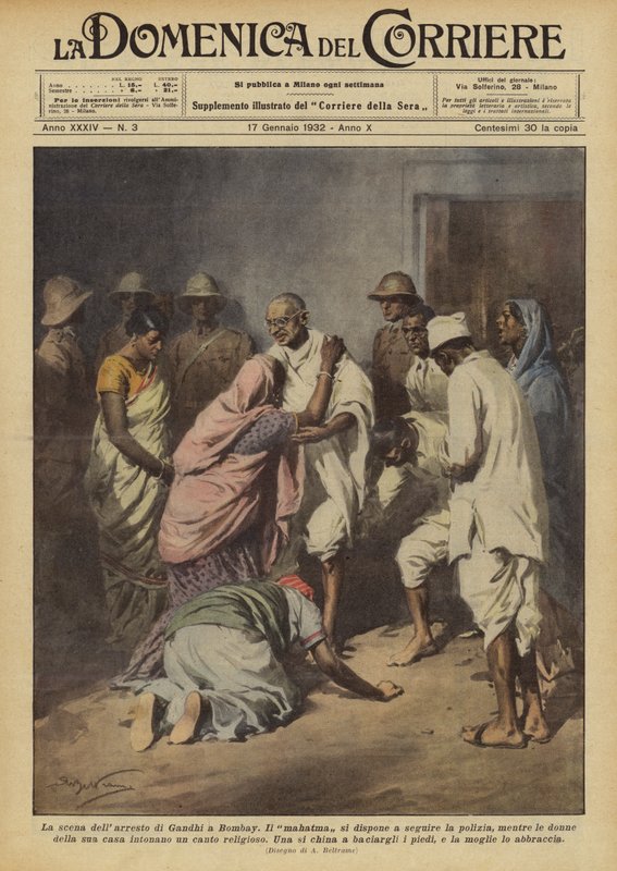 Stedet for Gandhis arrestation i Bombay af Achille Beltrame