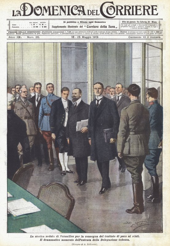 Den historiske session i Versailles for levering af fredstraktaten til de besejrede af Achille Beltrame