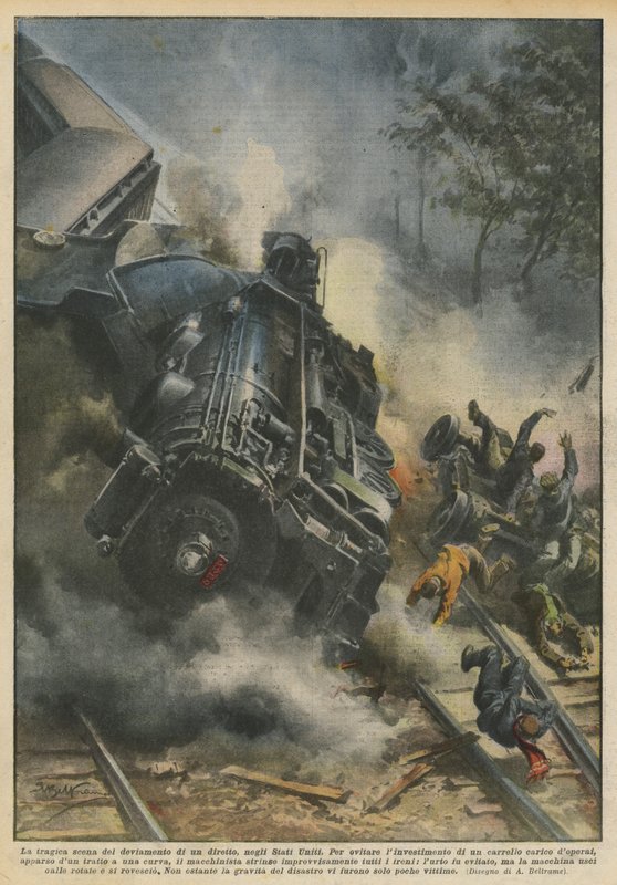 Den tragiske scene med omlægning af en direkte rute i USA af Achille Beltrame