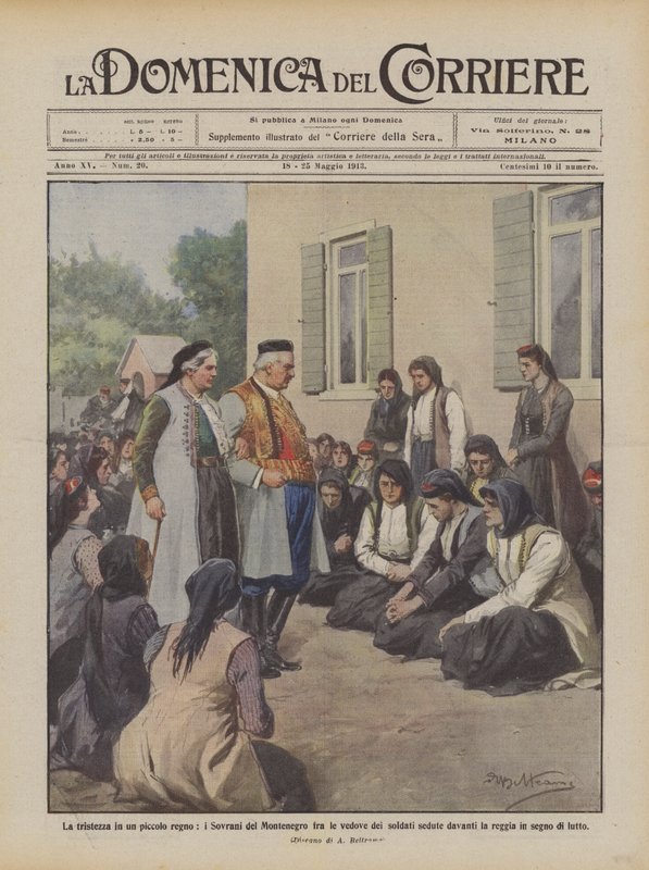Sorg i et lille kongerige, Montenegros suveræner blandt soldaternes enker, der sidder ? af Achille Beltrame