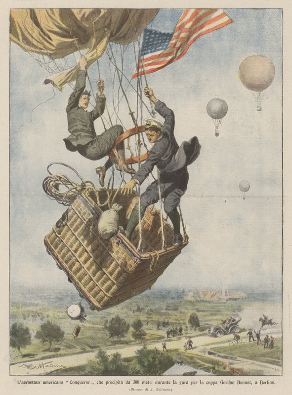 Den amerikanske Conqueror-ballon styrter ned fra 300 meter under Gordon Bennet Cup-løbet i Berlin af Achille Beltrame