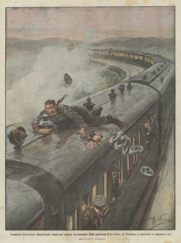 Togfører glemt på en vogn, når toget forlader Toscana? af Achille Beltrame