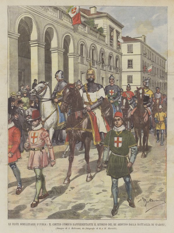 The Bimillennial Parties DIvrea, The Historical Procession Representing the Return Of The King Arduino Dalla? af Achille Beltrame