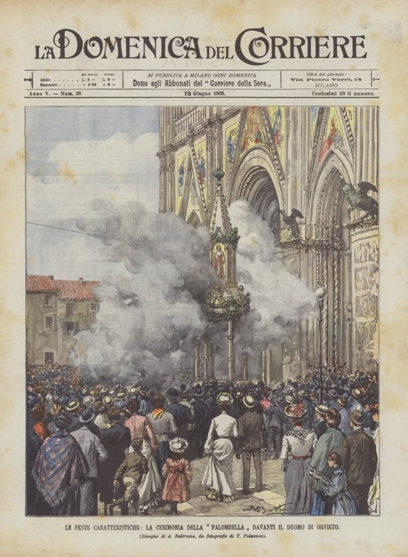 De karakteristiske festligheder, Palombella-ceremonien foran Orvieto-katedralen af Achille Beltrame