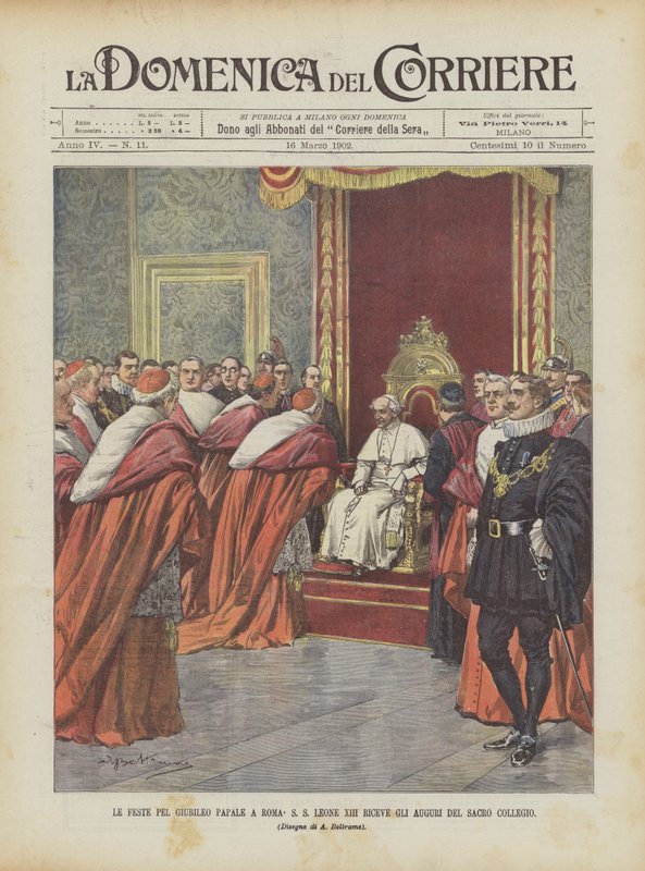 Festerne Pel pavelige jubilæum i Rom SS Leone XIII modtager hilsner fra det hellige kollegium af Achille Beltrame