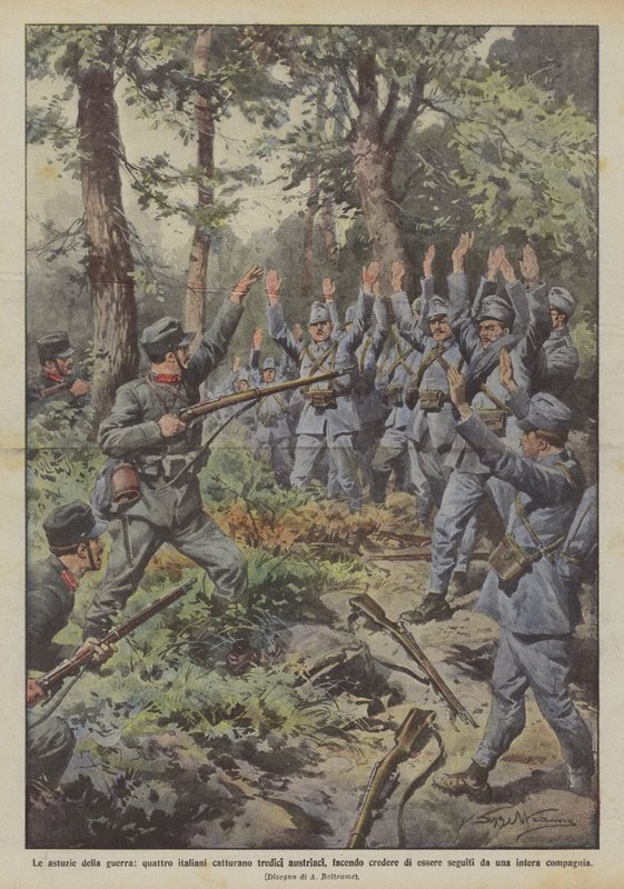 Krigens ruser, fire italienere fanger tretten østrigere, der foregiver at være det? af Achille Beltrame