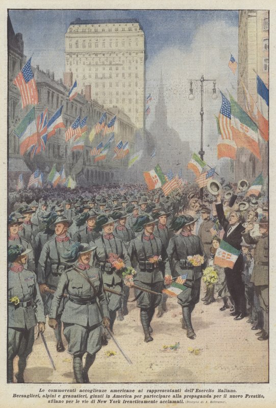 Den bevægende amerikanske velkomst til repræsentanterne for den italienske hær af Achille Beltrame