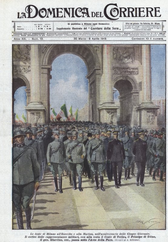 Festlighederne i Milano for hæren og flåden på årsdagen for Cinque Giornate af Achille Beltrame