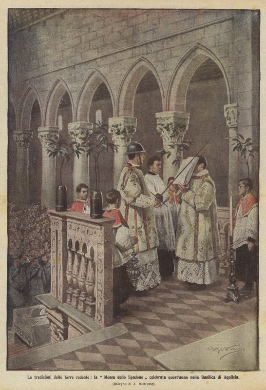 Traditionerne i de forløste lande, Spadone-messen fejres i år i Basilica of Aquileia af Achille Beltrame
