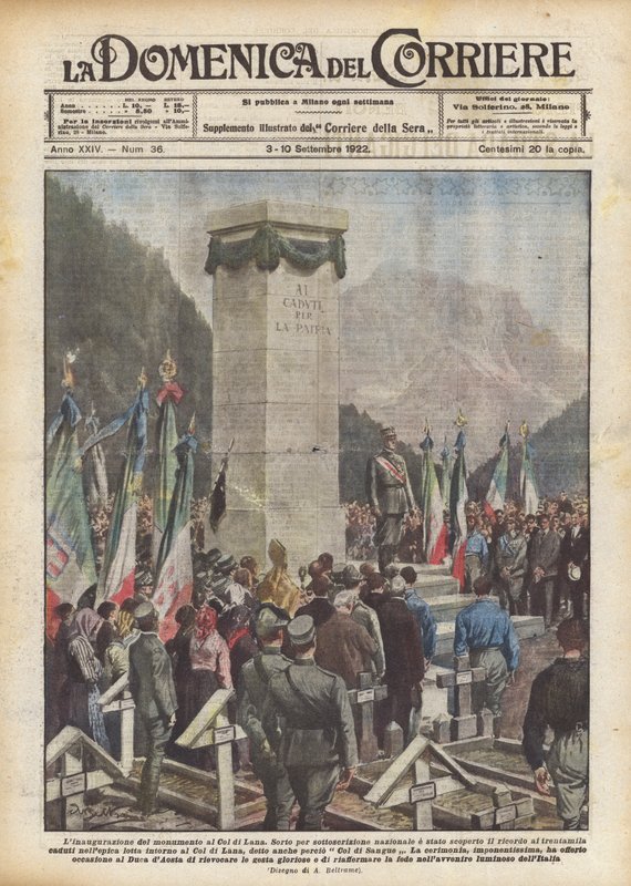 Indvielsen af ​​monumentet ved Col di Lana af Achille Beltrame