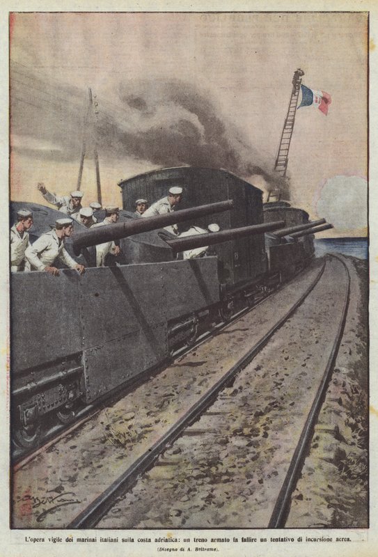 De italienske sømænds årvågne arbejde på Adriaterhavskysten, et bevæbnet tog gør et forsøg mislykkes? af Achille Beltrame