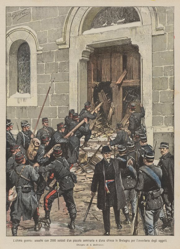 Den sidste krig, et angreb med 2000 soldater på et lille præsteseminarium og en kirke i Bretagne for ? af Achille Beltrame