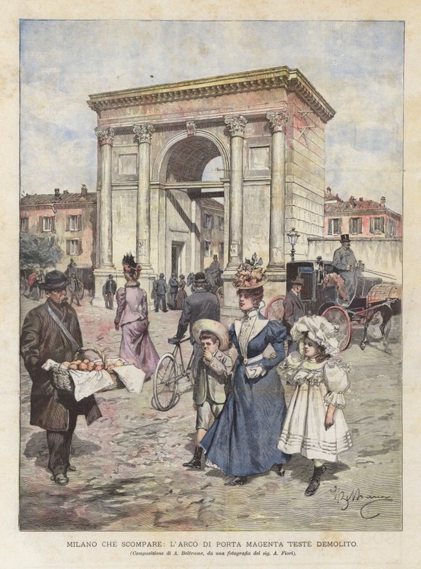 Milano forsvinder, buen Porta Magenta Teste nedrives af Achille Beltrame