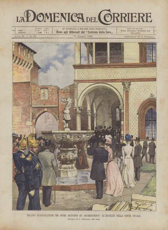 Milano, Indvielse af de kunstneriske og arkæologiske museer, gæster i det hertugelige hof af Achille Beltrame