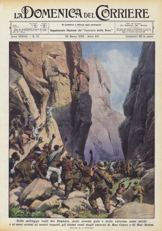 I Tembiens vilde dale, fra de smalle kløfter og huler, er de kommet ud og overgivet sig? af Achille Beltrame