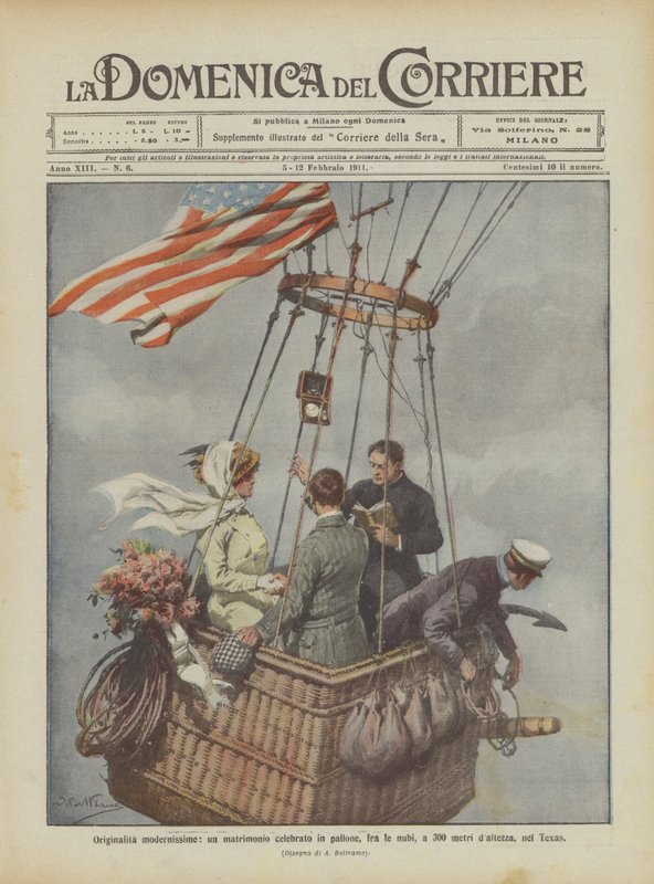Ultra-moderne originalitet, et bryllup fejret i en ballon, i skyerne, 300 meter over jorden, i Texas af Achille Beltrame
