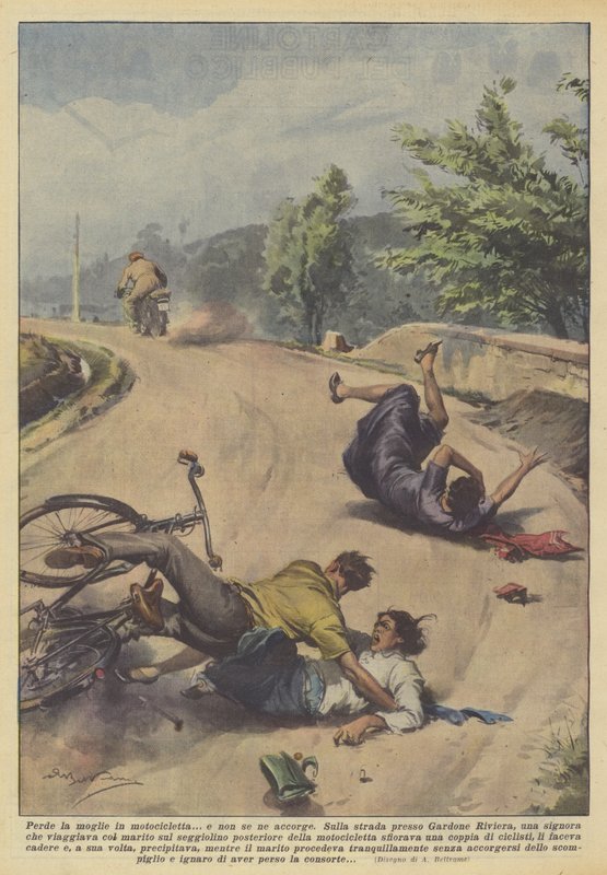 At miste sin kone på en motorcykel? og lægger ikke mærke til det af Achille Beltrame