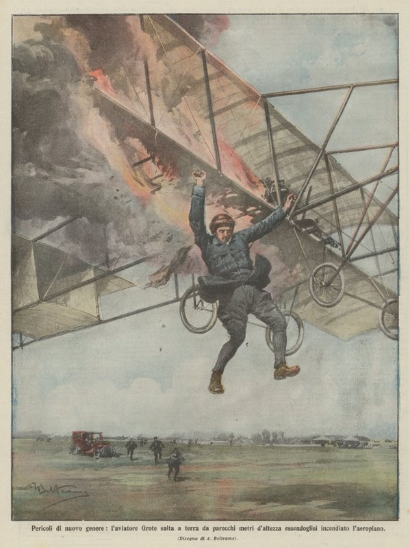 Farer af en ny slags: Grote-flyveren hopper ned på jorden fra flere meter over jorden, da han er i fare? af Achille Beltrame