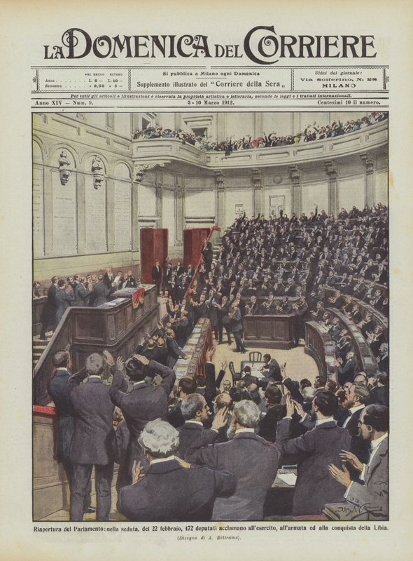 Genåbning af Parlamentet, i mødet den 22. februar, 472 deputerede hylde hæren? af Achille Beltrame