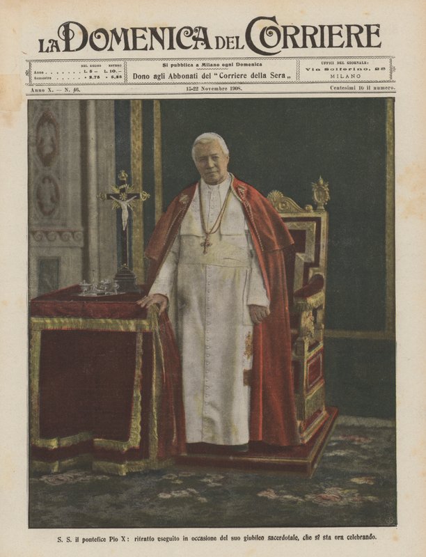 S S Pave Pius X, portræt taget i anledning af hans præstejubilæum, som nu fejres af Achille Beltrame