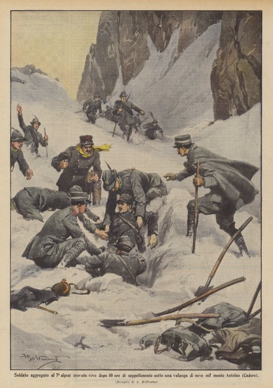 Soldat knyttet til den 7. Alpini fundet i live efter 40 timers begravelse under en lavine af sne? af Achille Beltrame