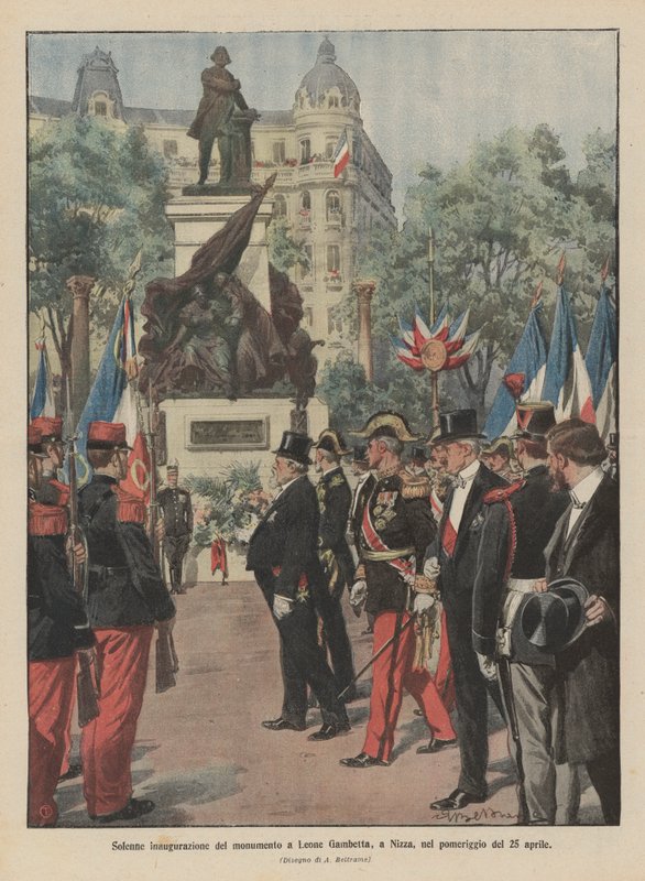 Højtidelig indvielse af monumentet for Leone Gambetta i Nice om eftermiddagen den 25. april af Achille Beltrame