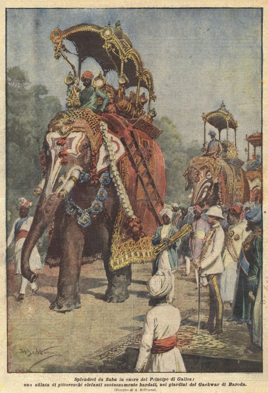 Eventyrpragt til ære for prinsen af ​​Wales, en parade af maleriske elefanter? af Achille Beltrame