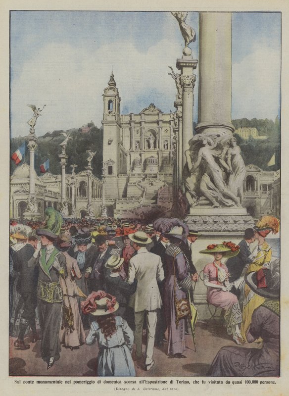 På den monumentale bro i søndags eftermiddag på udstillingen i Torino, som blev besøgt? af Achille Beltrame