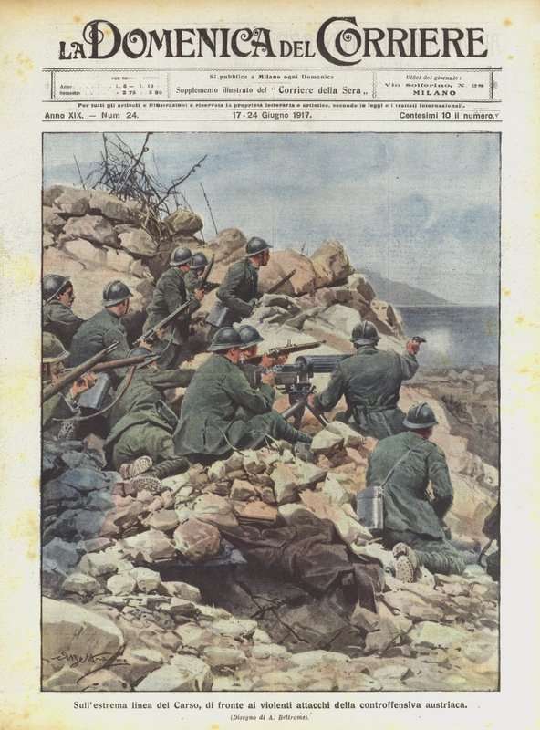 På den fjerneste linje af Karst, i lyset af de voldsomme angreb fra den østrigske modoffensiv af Achille Beltrame