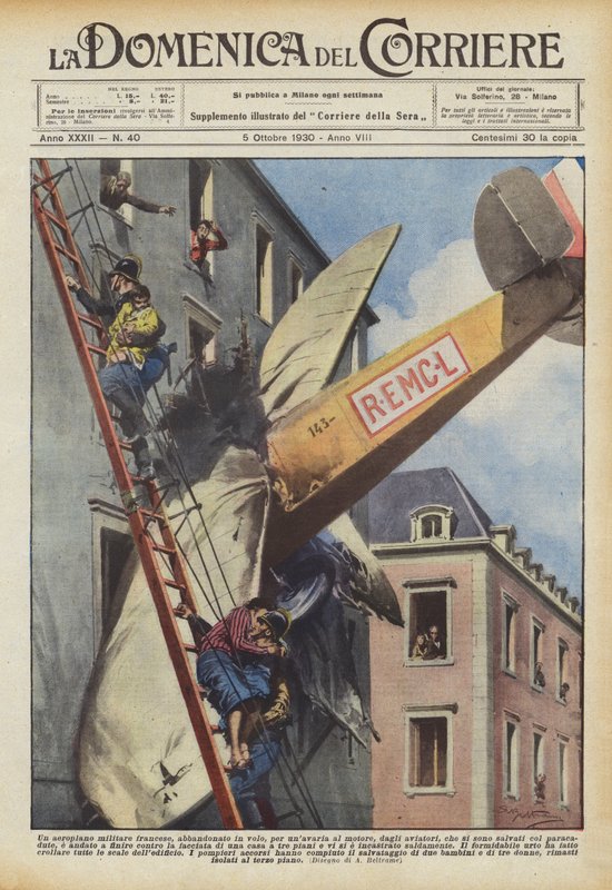 Et fransk militærfly, forladt under flugten af ​​flyverne på grund af motorfejl? af Achille Beltrame