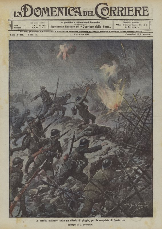 Et natangreb under en syndflod af regn til erobringen af ​​højde 144 af Achille Beltrame
