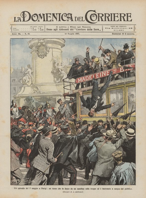En episode den 1. maj i Paris, hvor en russer skød fra en omnibus mod tropper ? af Achille Beltrame