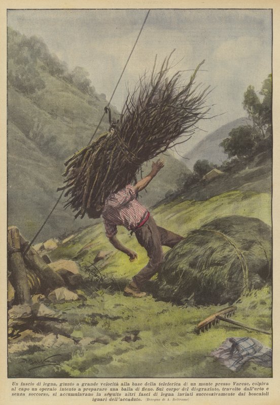 Et bundt træ ankom med stor hastighed ved foden af ​​svævebanen på et bjerg nær Varese? af Achille Beltrame
