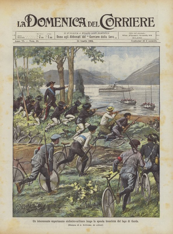 Et interessant cykel-militært eksperiment langs Brescia-siden af ​​Gardasøen af Achille Beltrame