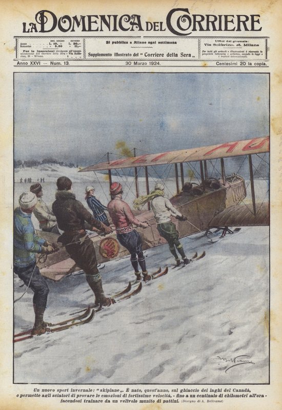 En ny vintersport, skifly af Achille Beltrame