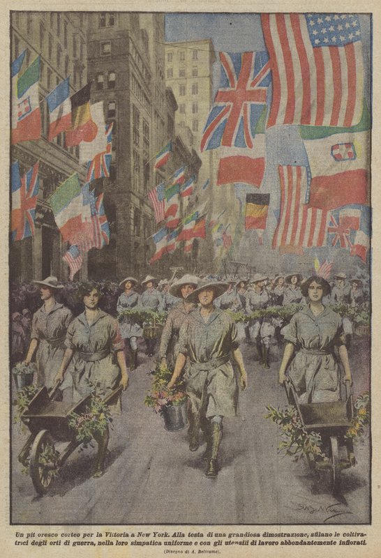 En pit oresco procession for Victory i New York af Achille Beltrame